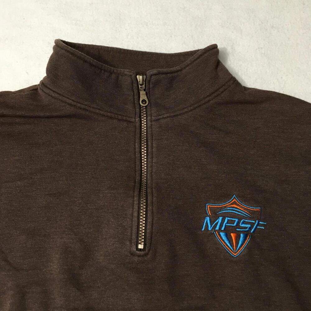 Sport Tek Sweatshirt Mens brown Pullover 1/4 Zip  embroidered logo division 1